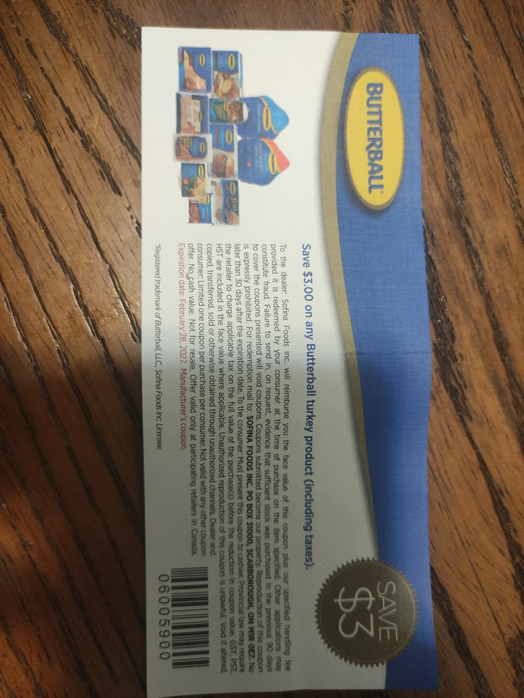 Butterball $3.00 off coupon #free