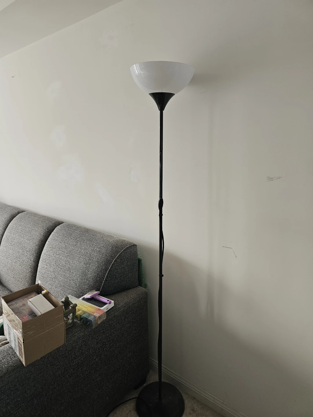Black Floor Lamp with Glass Shade