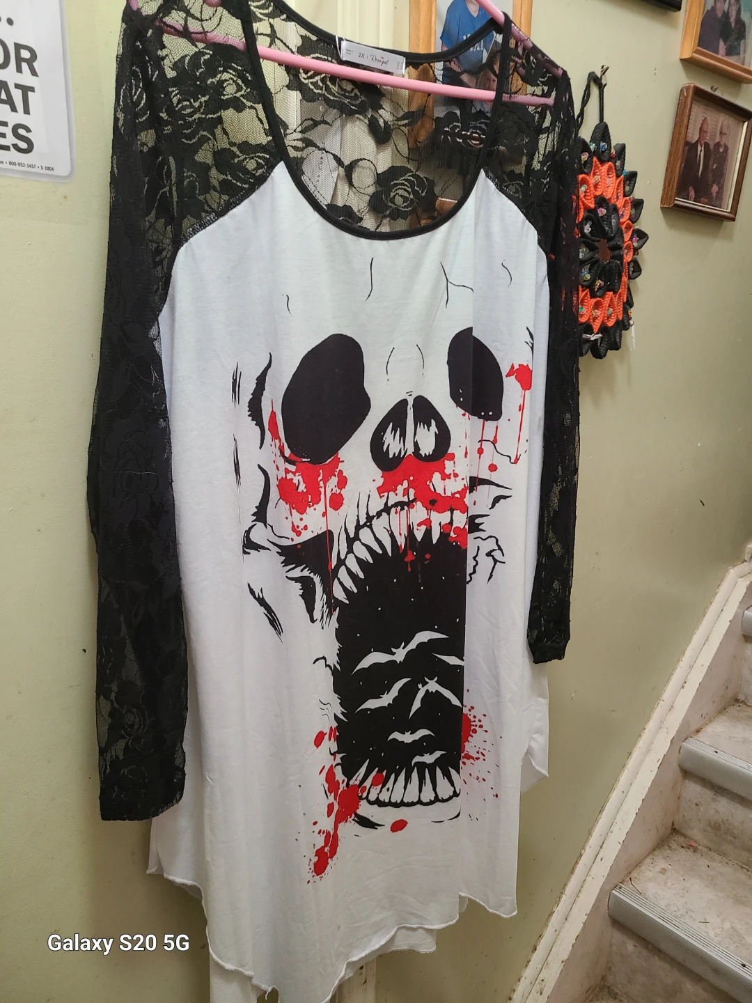 Rosegal Skull Graphic Lace Top Size 2X