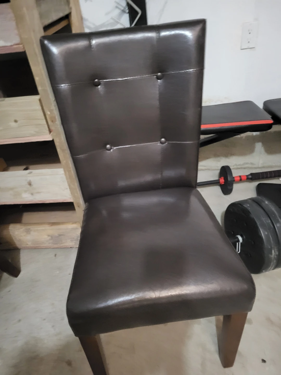 Set of 4 Brown Faux Leather Dining Chairs