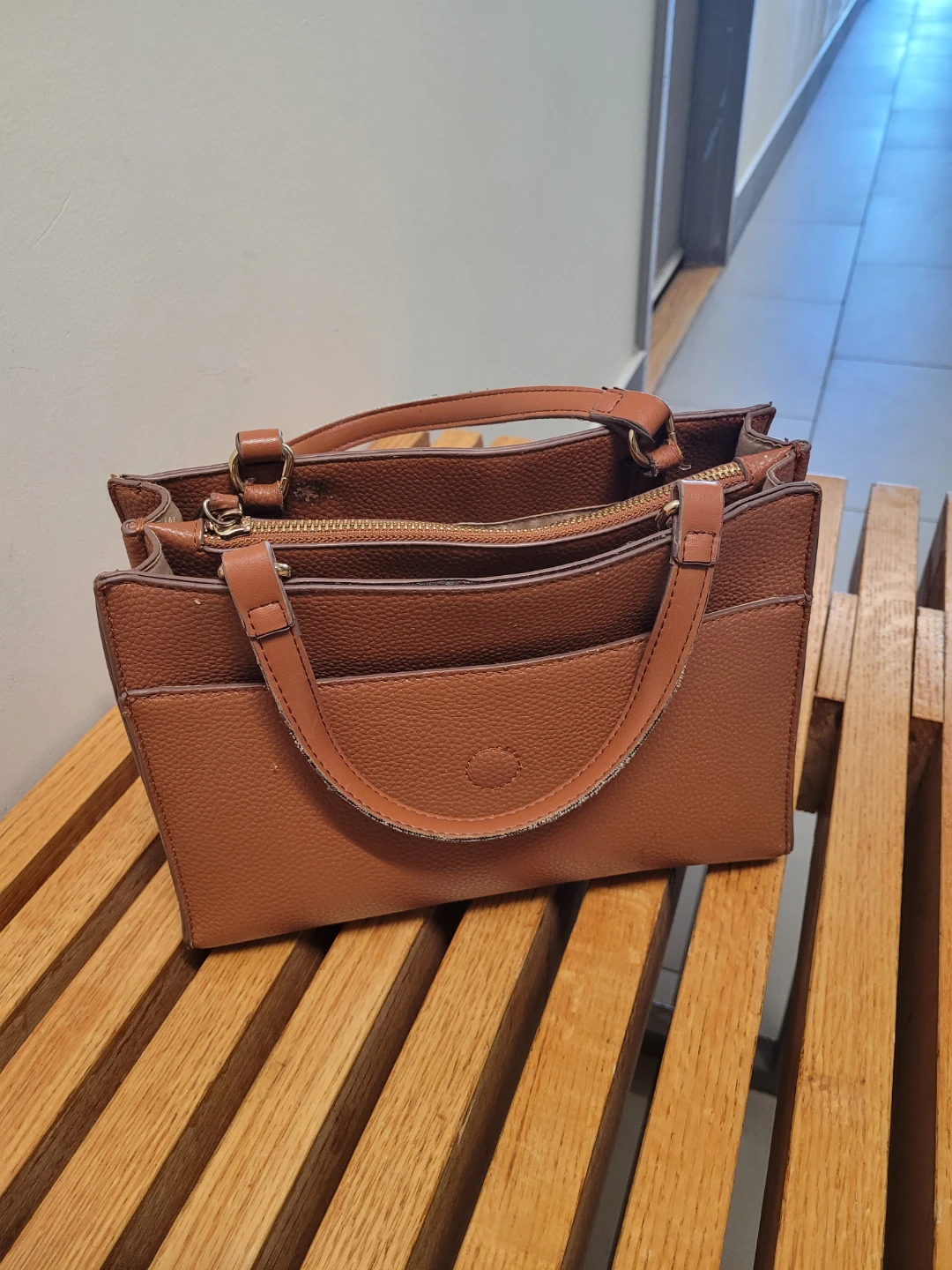 Anne Klein Brown Structured Handbag