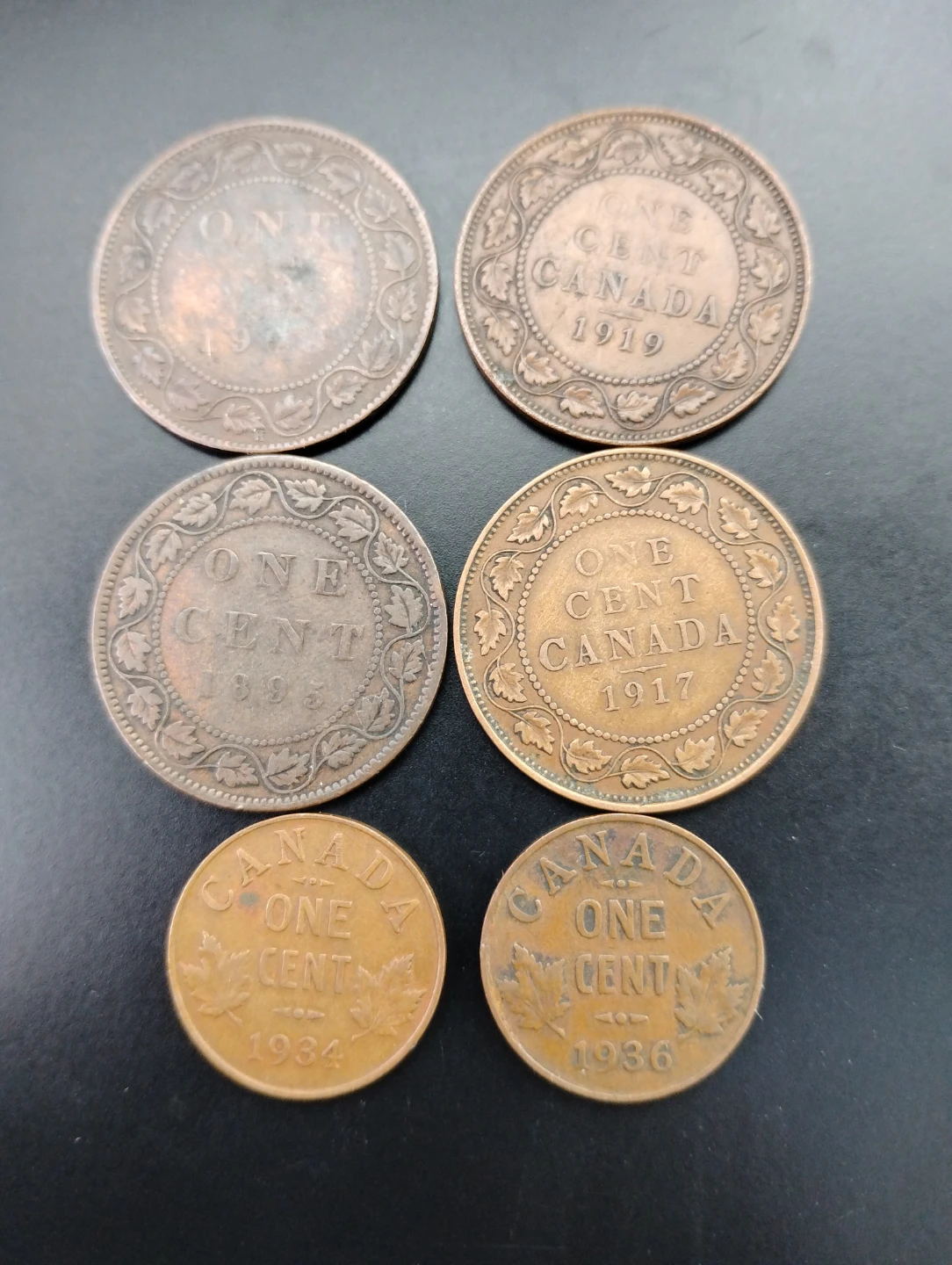 Set of 6 Vintage Canadian One Cent Coins - photo 2
