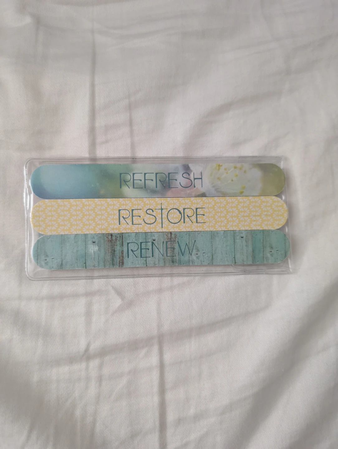Brand New Refresh Restore Renew Inspirational Emery Board Set