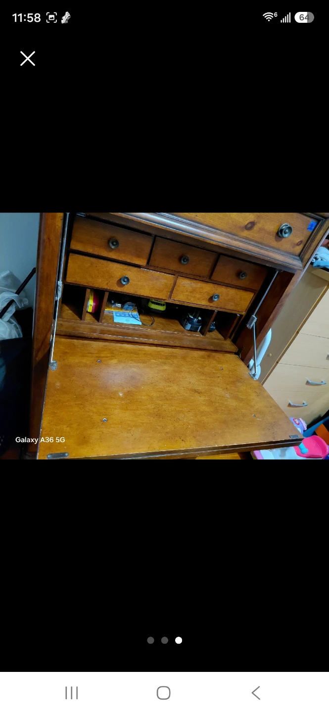 Tall Wooden Chest of Drawers with Fold-Down Desk - photo 2