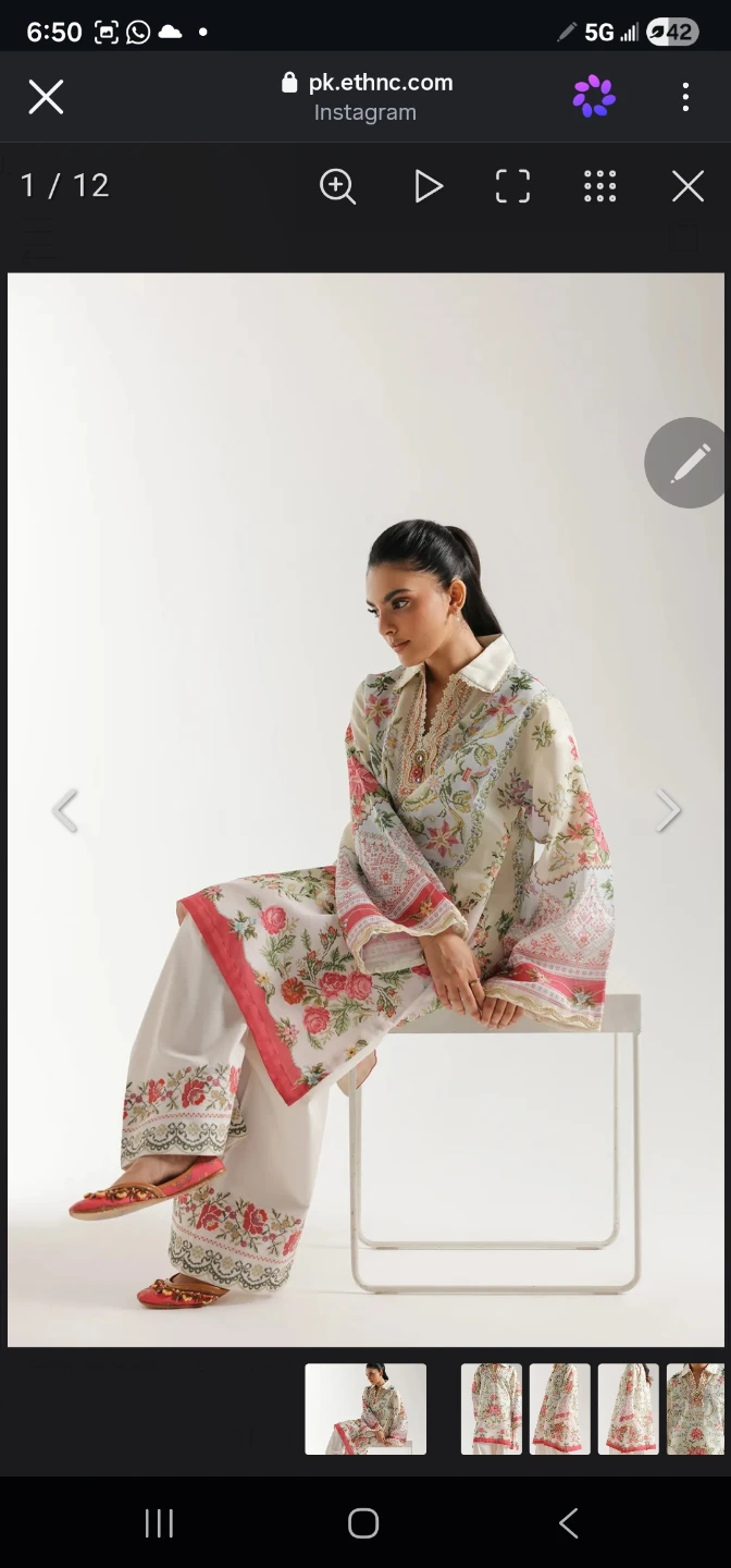 Ethnic Floral Embroidered Kurta and Trousers