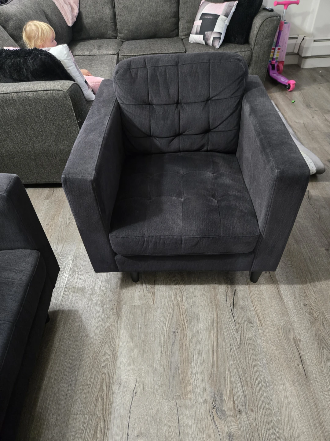 Charcoal love seat and chair - photo 2
