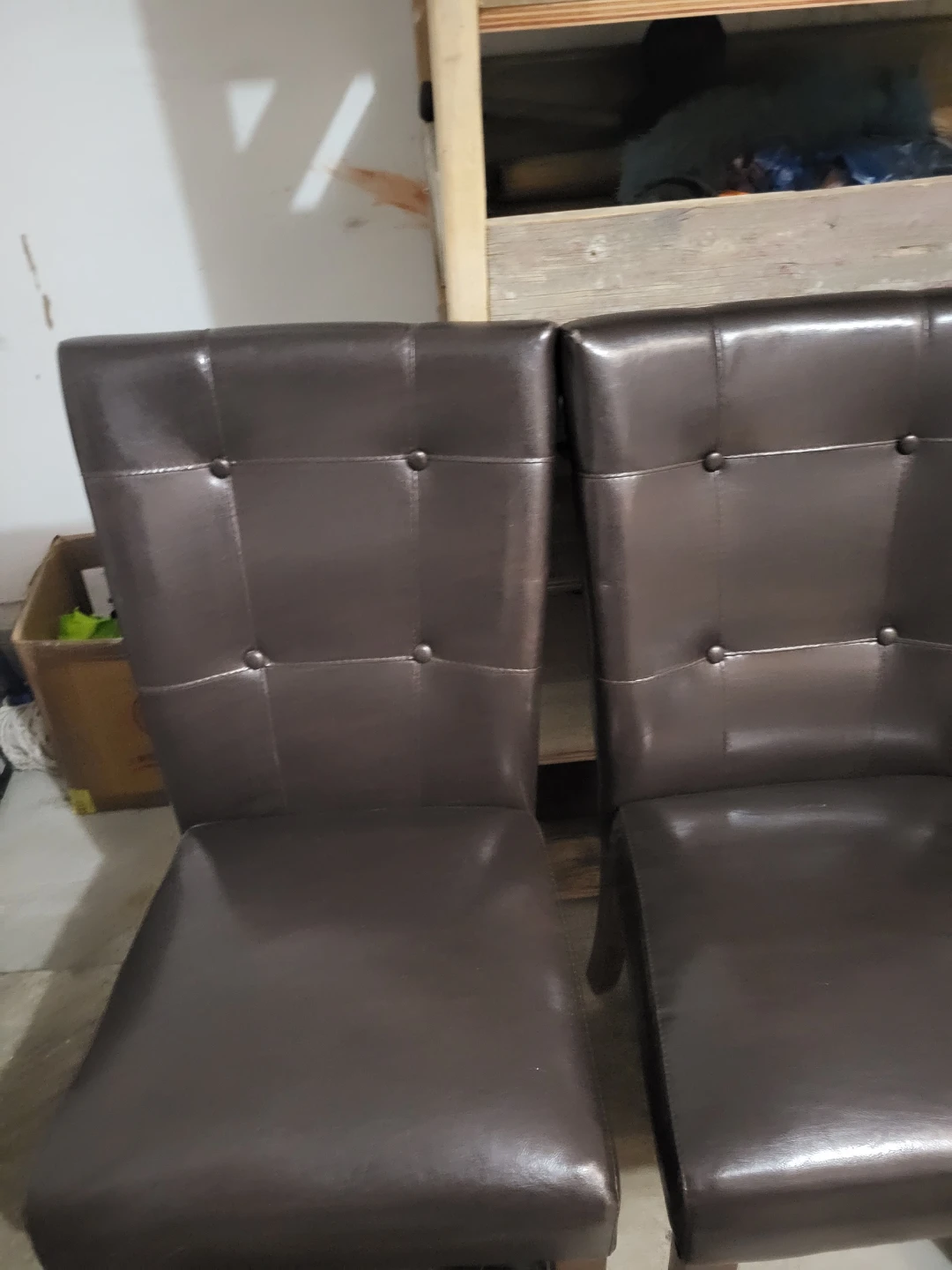 Set of 4 Brown Faux Leather Dining Chairs - photo 2
