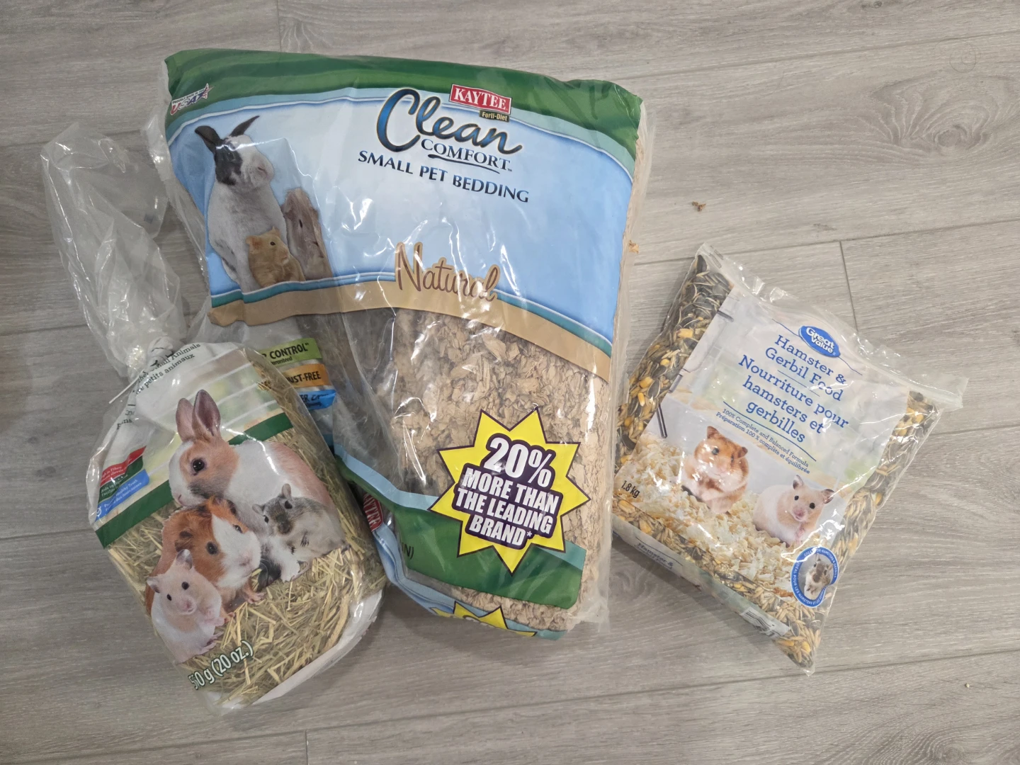 Small Pet Bedding, Food, and Hay Bundle