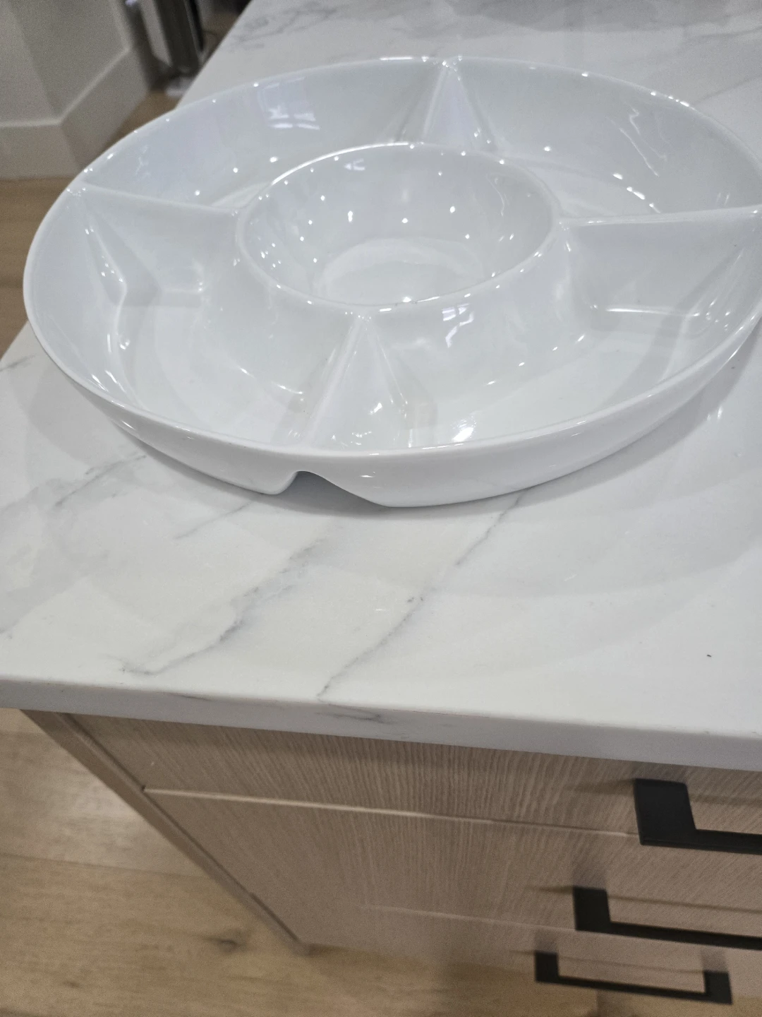 White Ceramic Sectional Serving Platter - photo 2