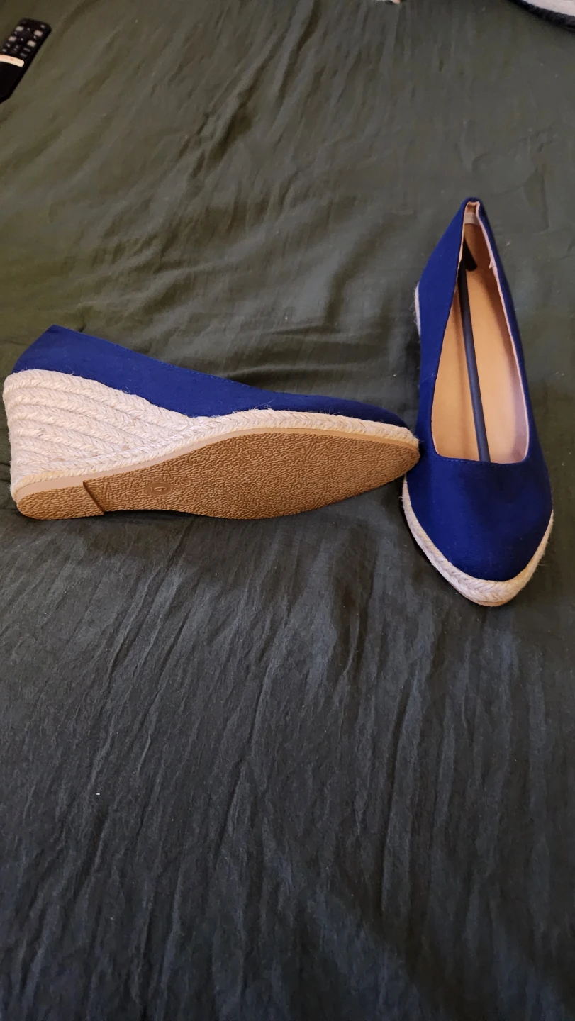Blue Canvas Wedge Espadrilles
