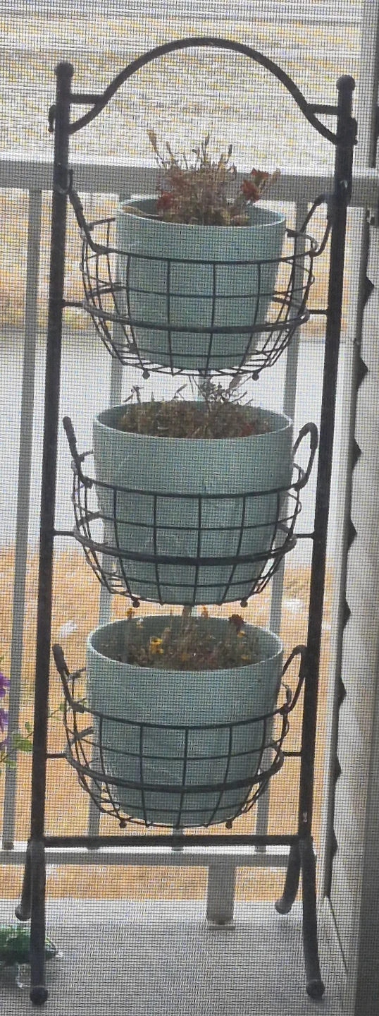 3-Tier Metal Plant Stand with Pots