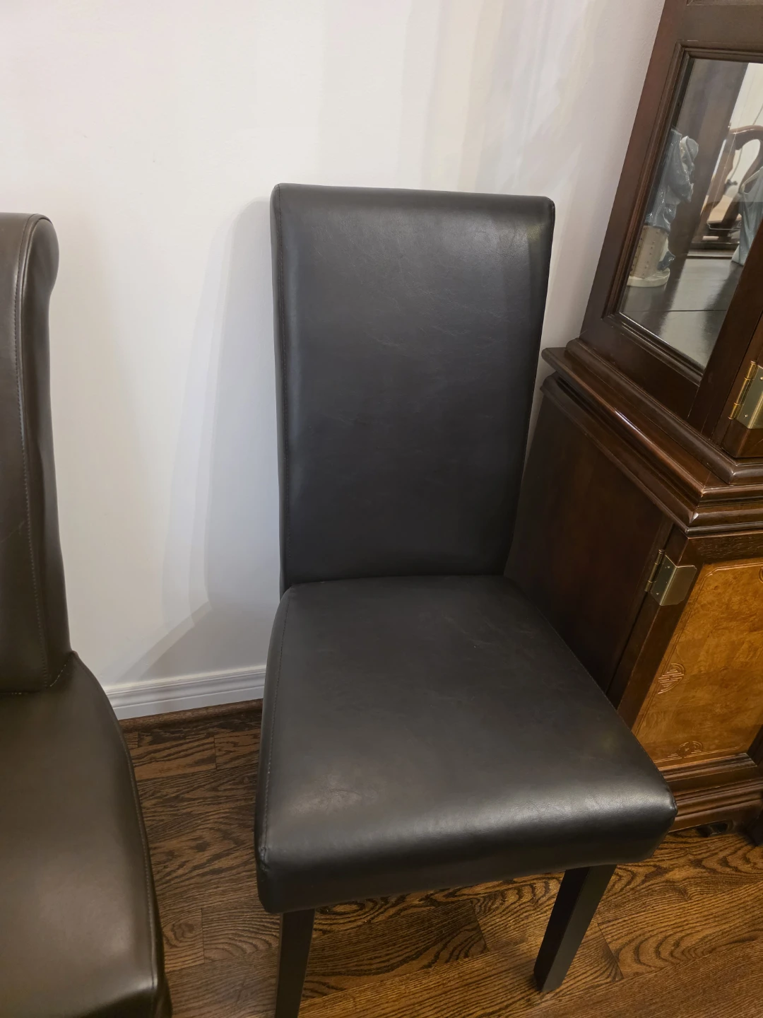 Two Dark Brown Dining Chairs - photo 3
