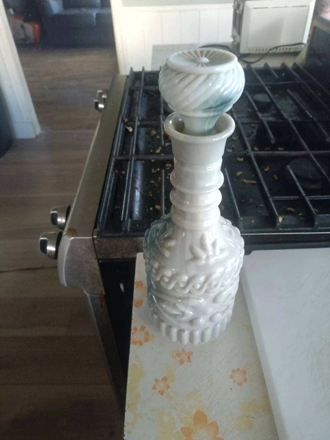 Vintage White Milk Glass Decanter