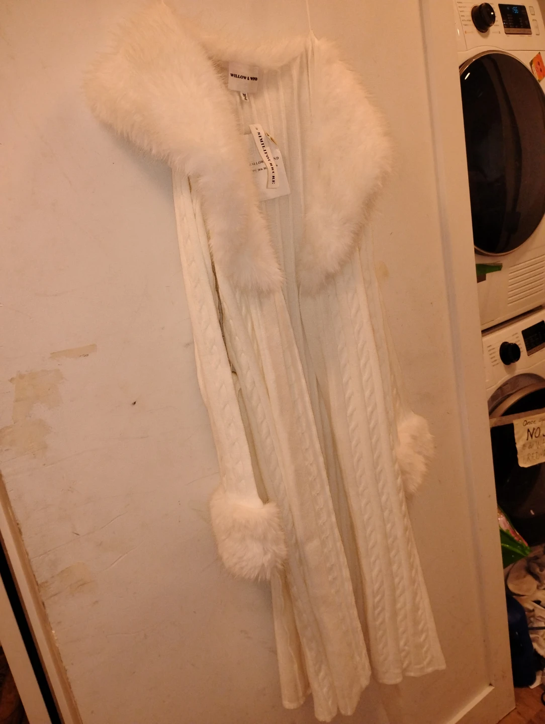 Willow & Wind White Faux Fur Cardigan