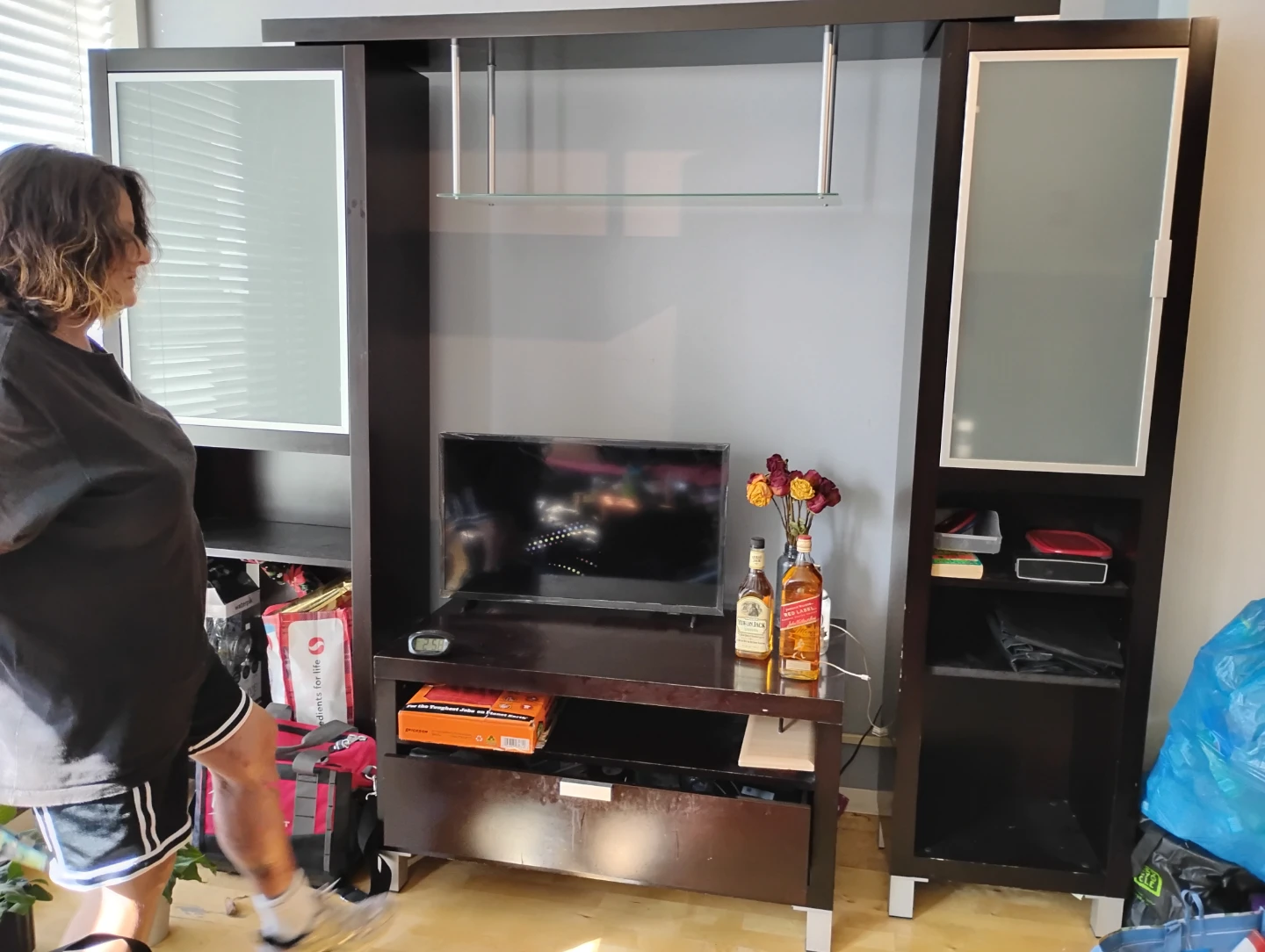 Dark Brown Entertainment Unit with Glass Doors - photo 3