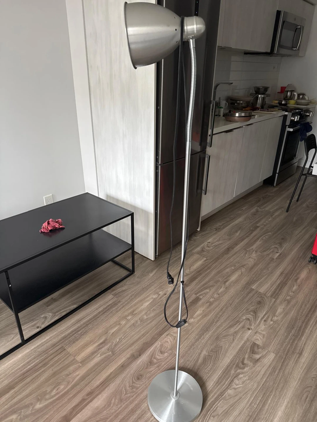 Silver metal floor lamp