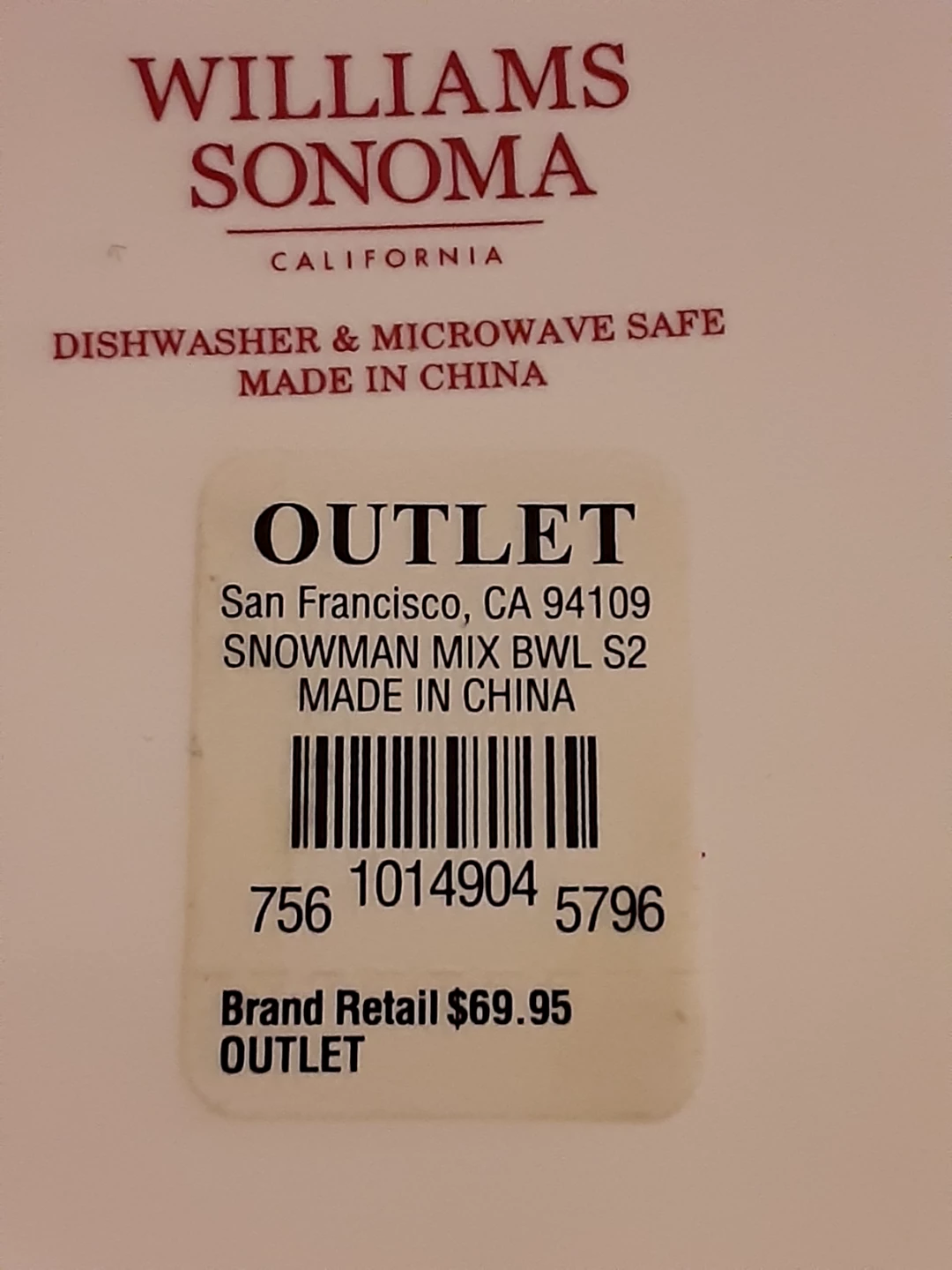 Williams Sonoma Snowman Mix Bowl - photo 3