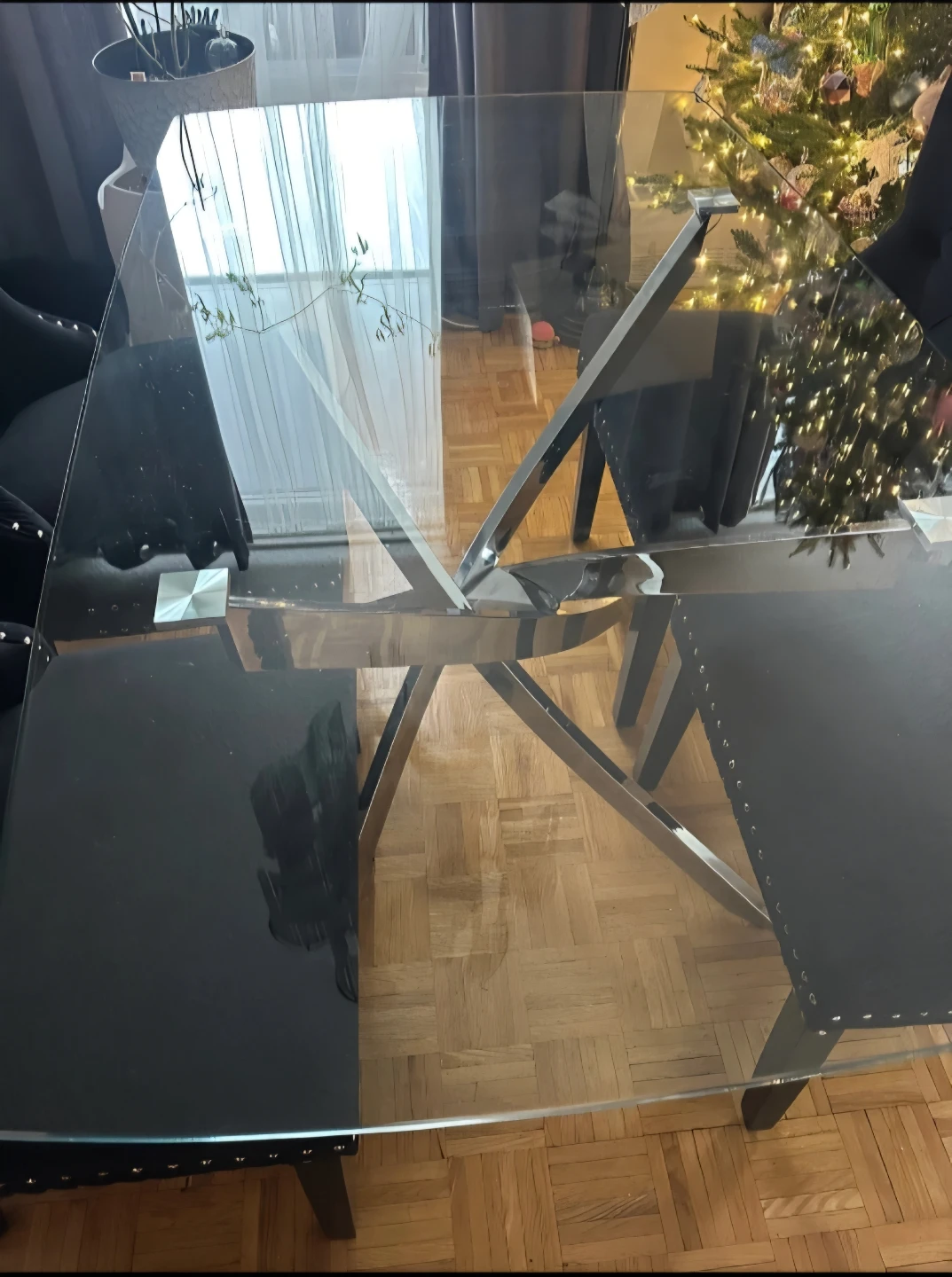 Glass Table with Chrome Base - photo 2