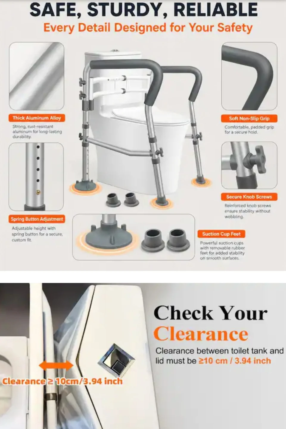 New Adjustable Toilet Safety Rail - photo 5