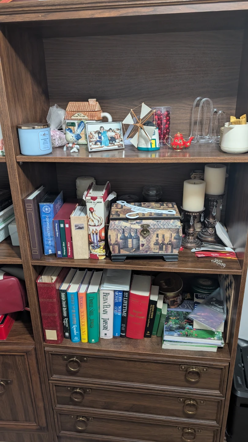Tall Wooden Bookshelf with Cabinet Storage