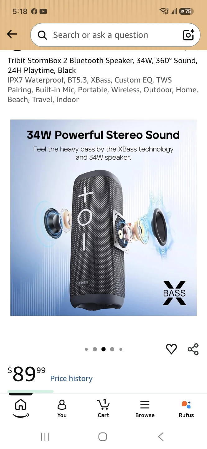 Tribit StormBox 2 Bluetooth Speaker