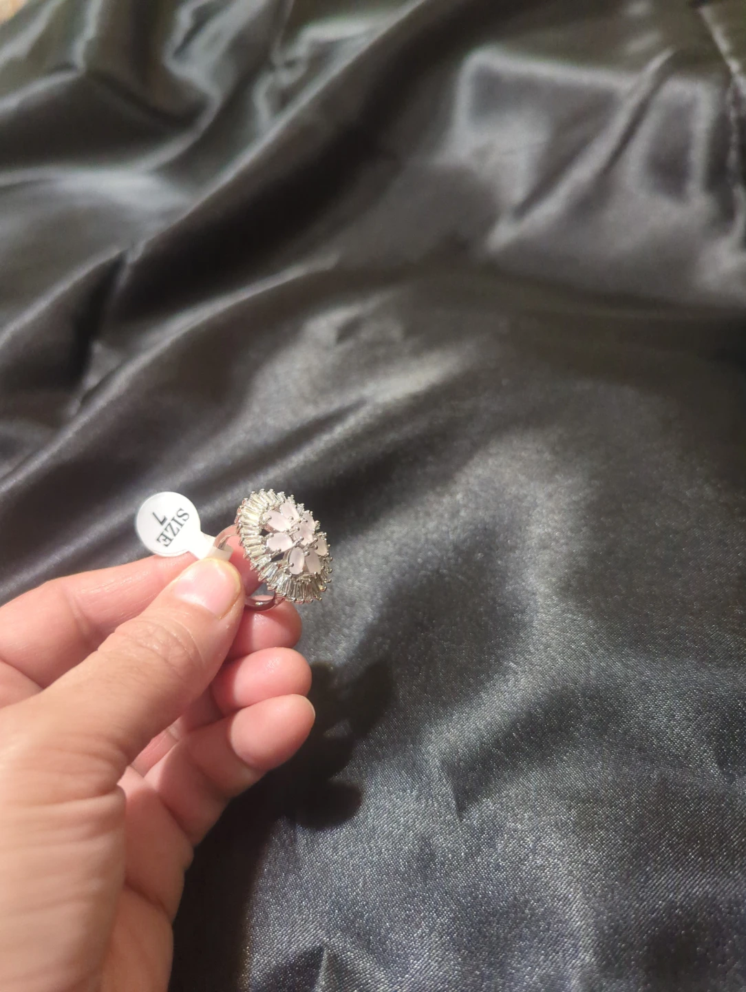 Floral Crystal Statement Ring Size L - photo 2