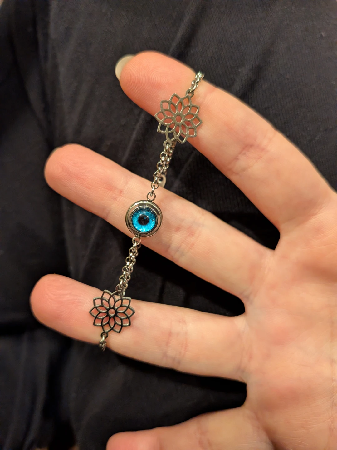 Blue Evil Eye and Flower Bracelet - photo 3