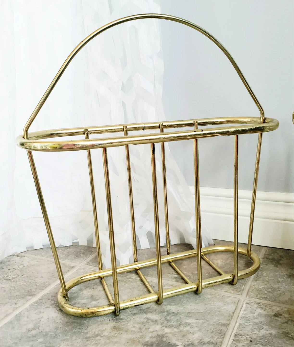 Vintage Brass Magazine Rack