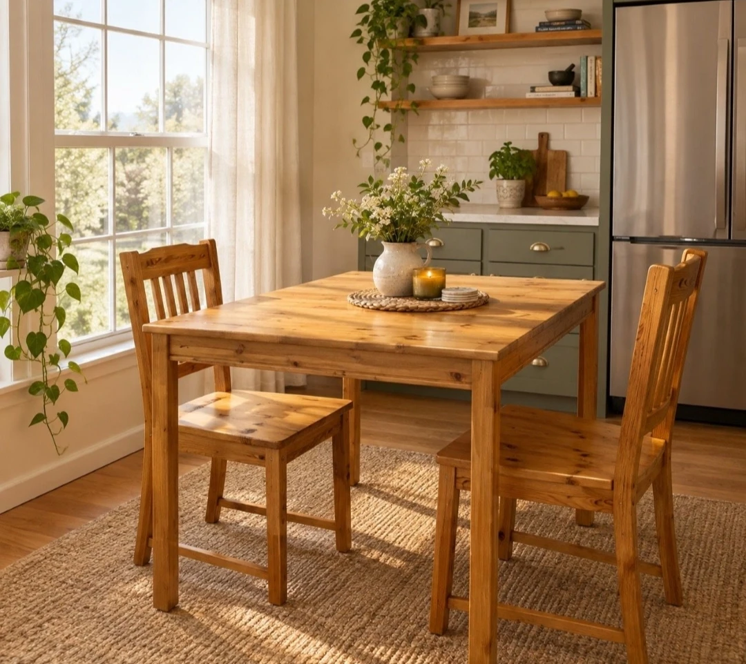 Solid wood Dining table w 2 chairs