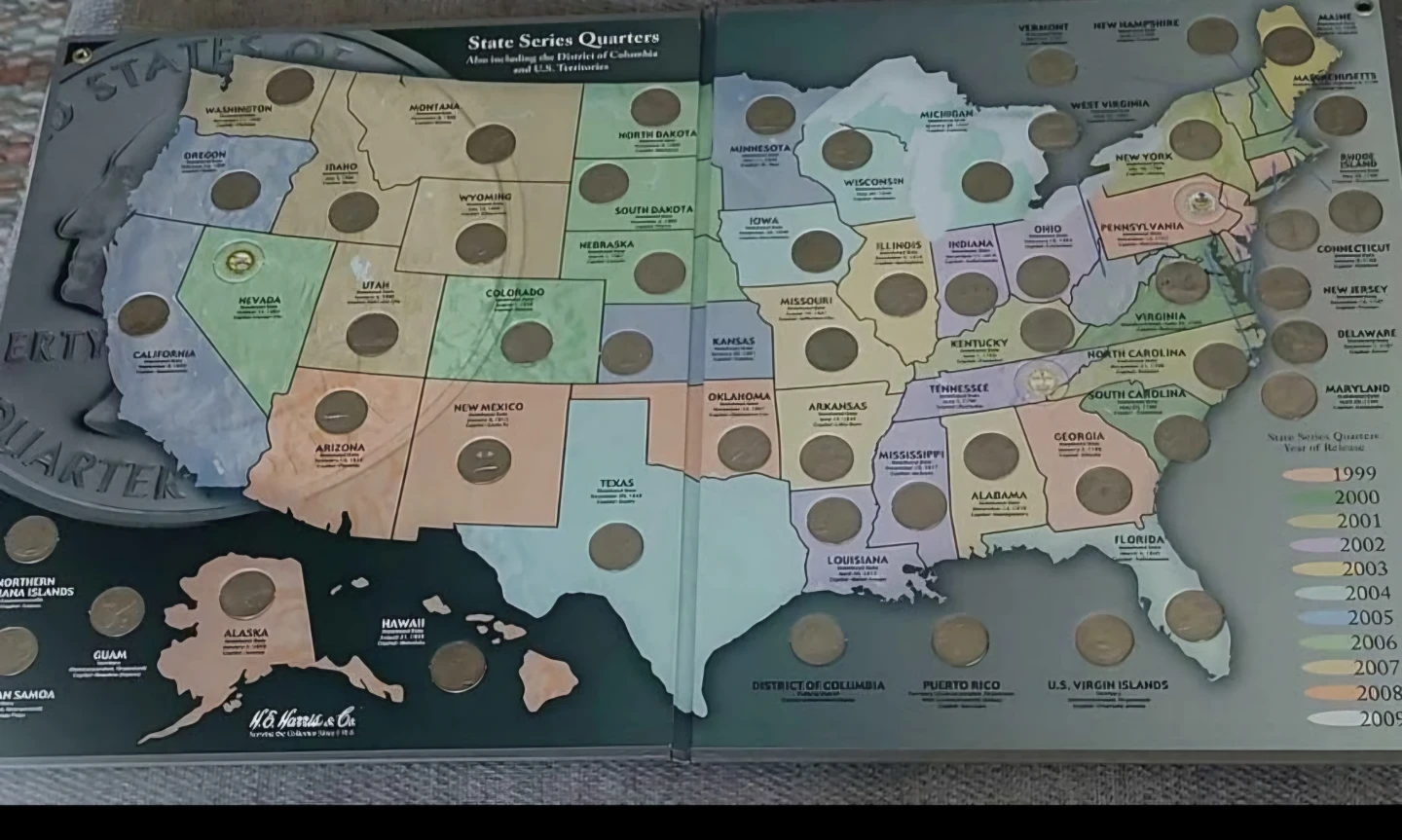 H.E. Harris State Series Quarters Collector's Map - photo 2