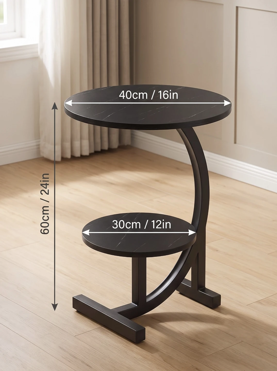 Brand New Modern C-Shaped Black End Table