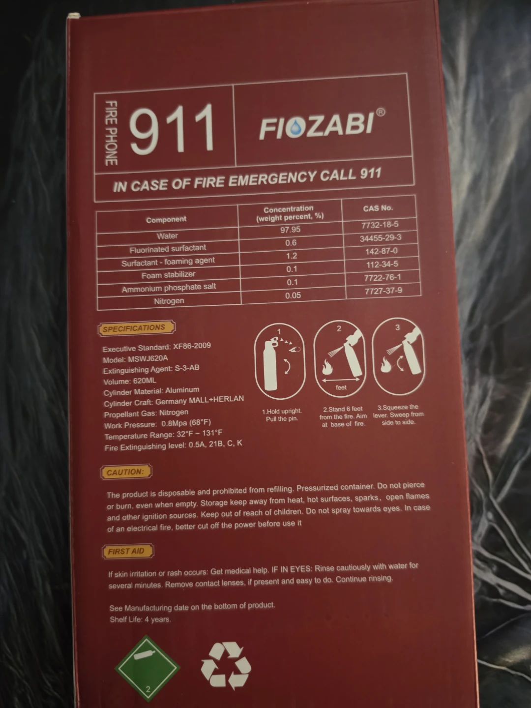 FIOZABI Water-Based Fire Extinguisher 620ml - photo 3