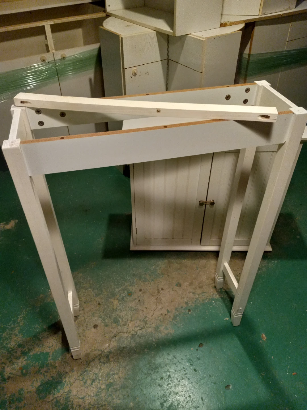 White bathroom cabinet with stand - photo 3