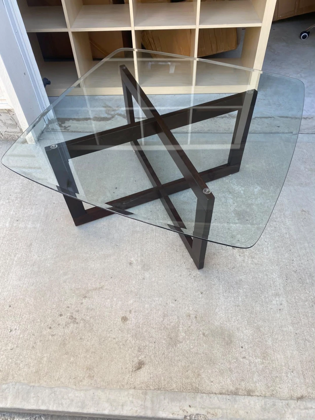 Dark Wood and Glass Coffee Table