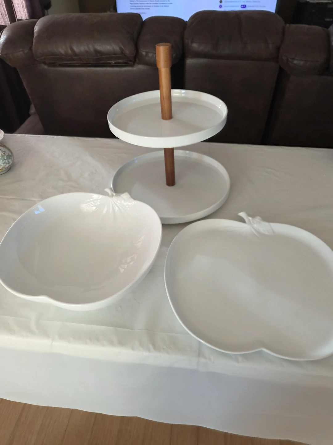 Two-Tier Serving Stand and Apple Dishes