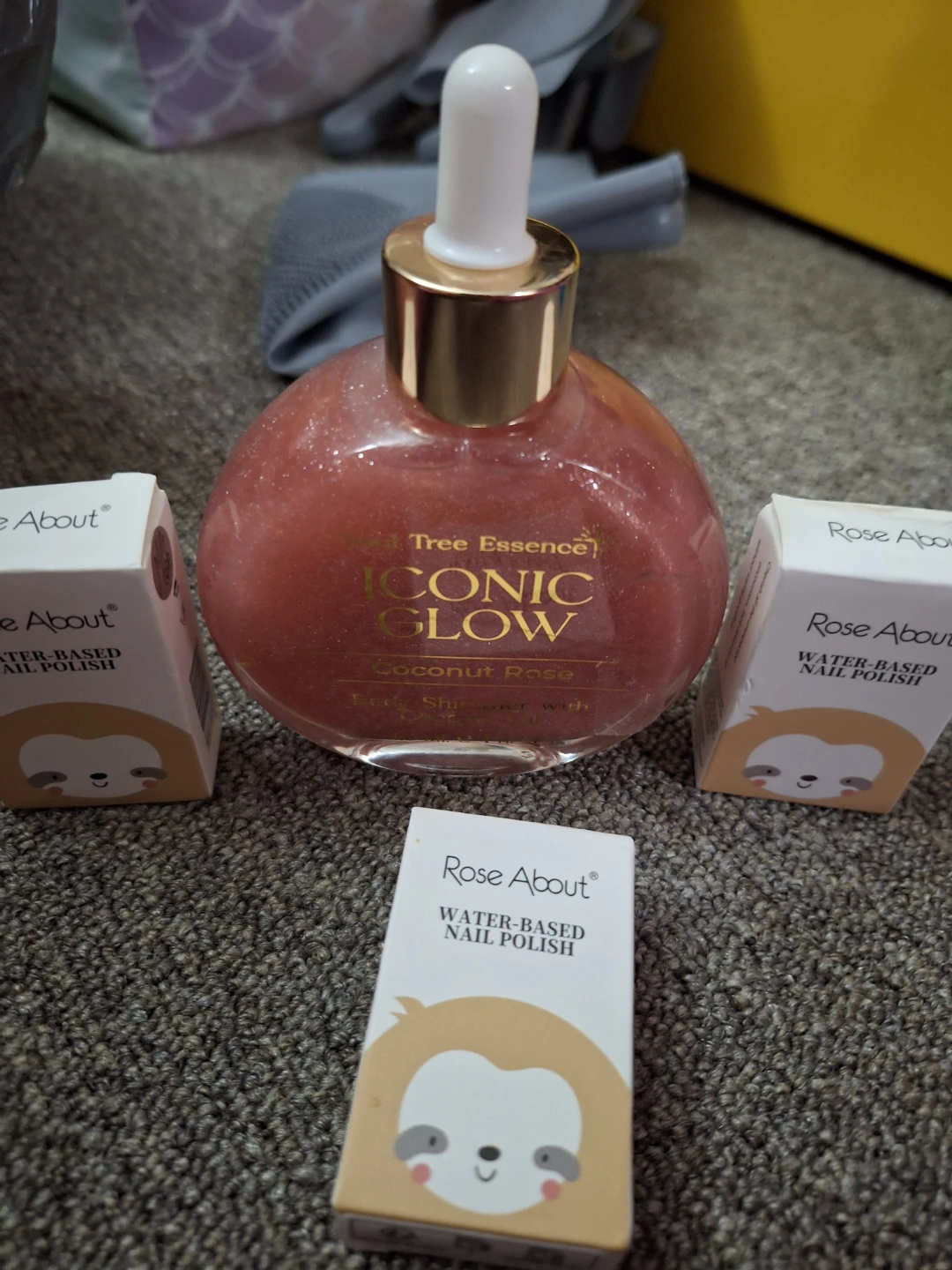 Iconic Glow Body Shimmer and Rose & Nail Polishes