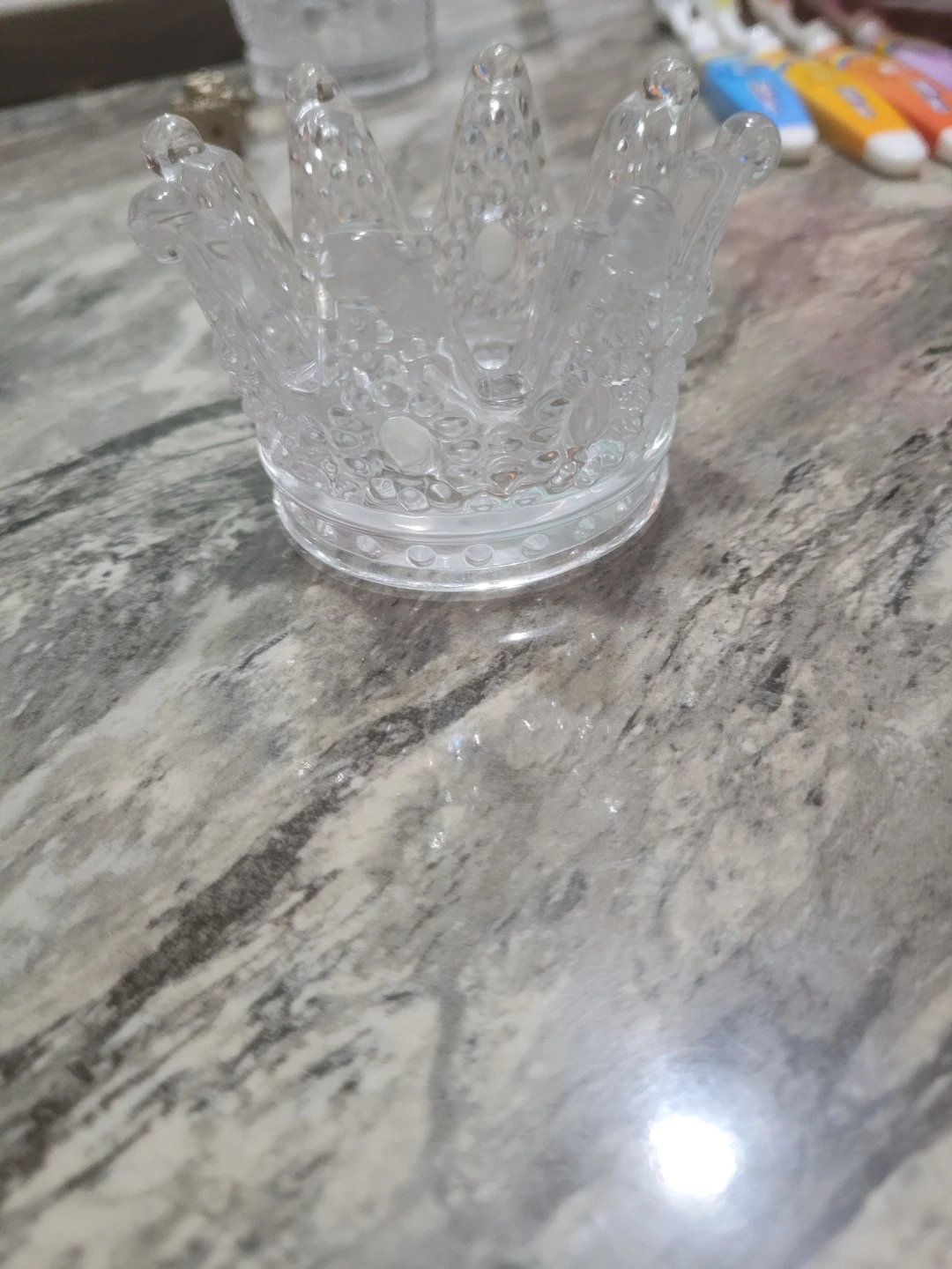 Clear Glass Crown Trinket Dish