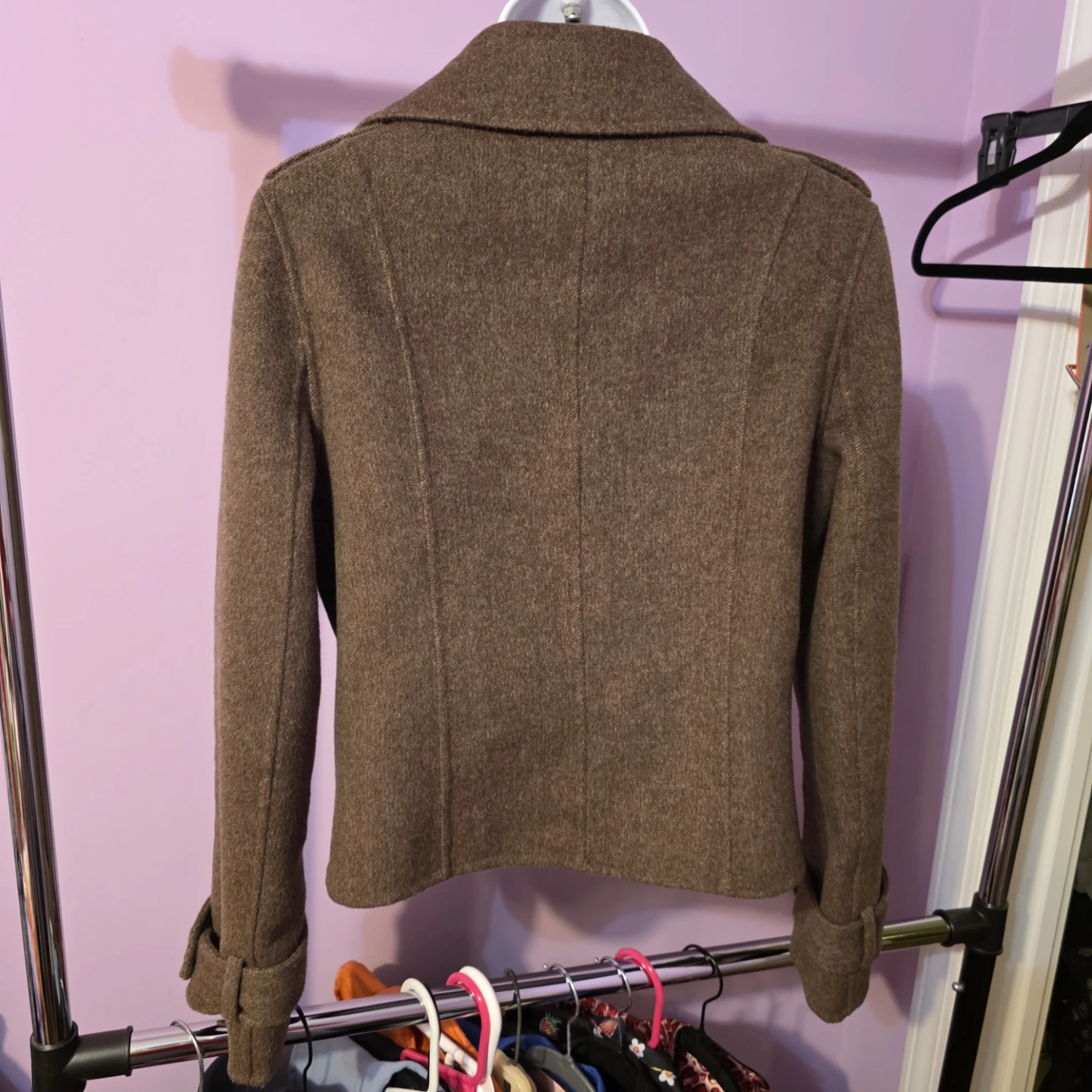Belle & Bloom Better Off Military Wool Blend Cropped Peacoat - photo 3