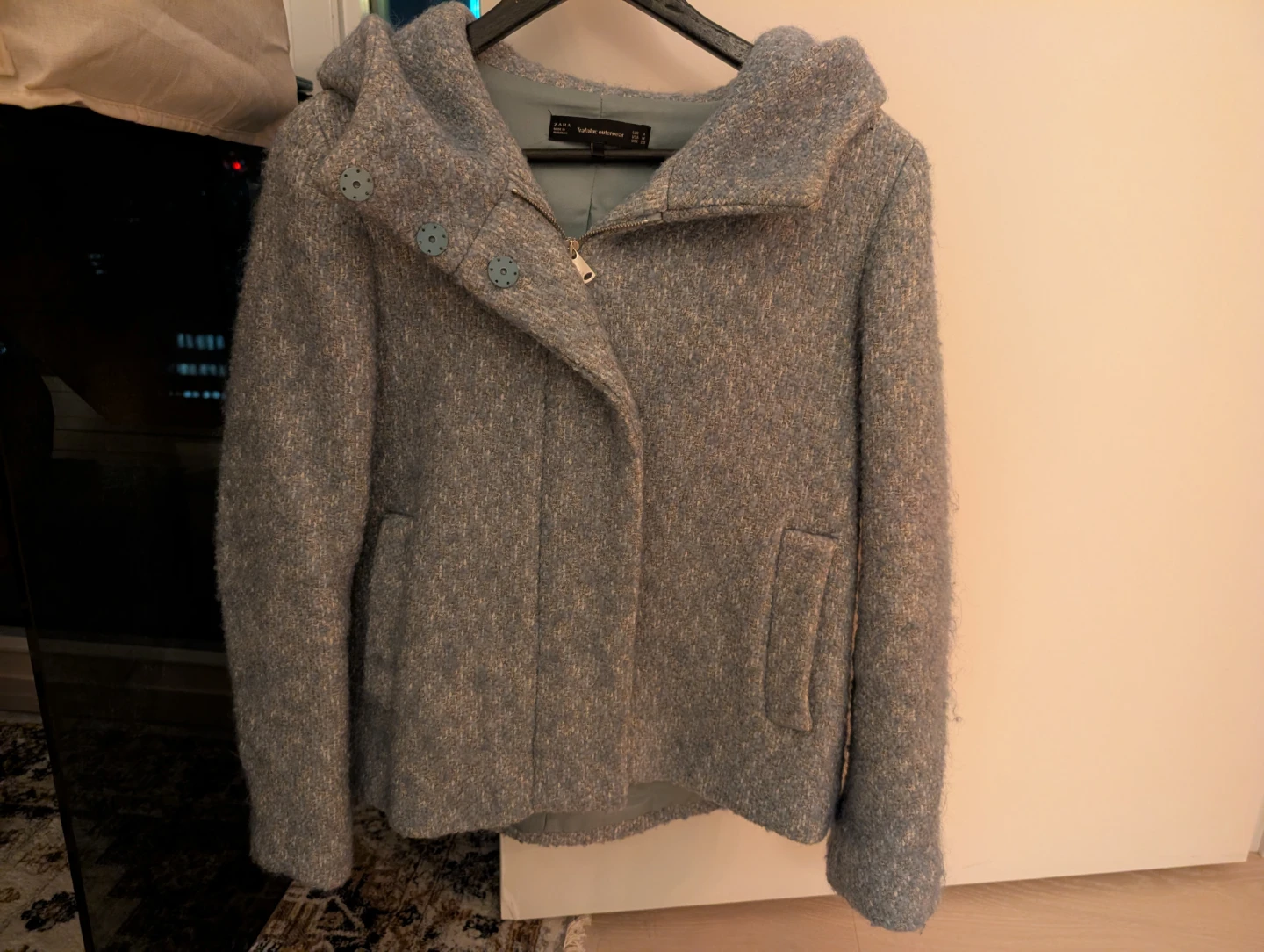 Zara Trafaluc Hooded Jacket Blue Size M