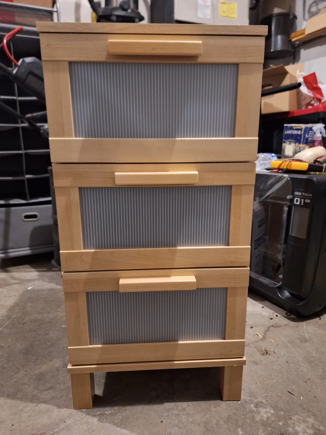 Light Wood 3-Drawer Storage Unit