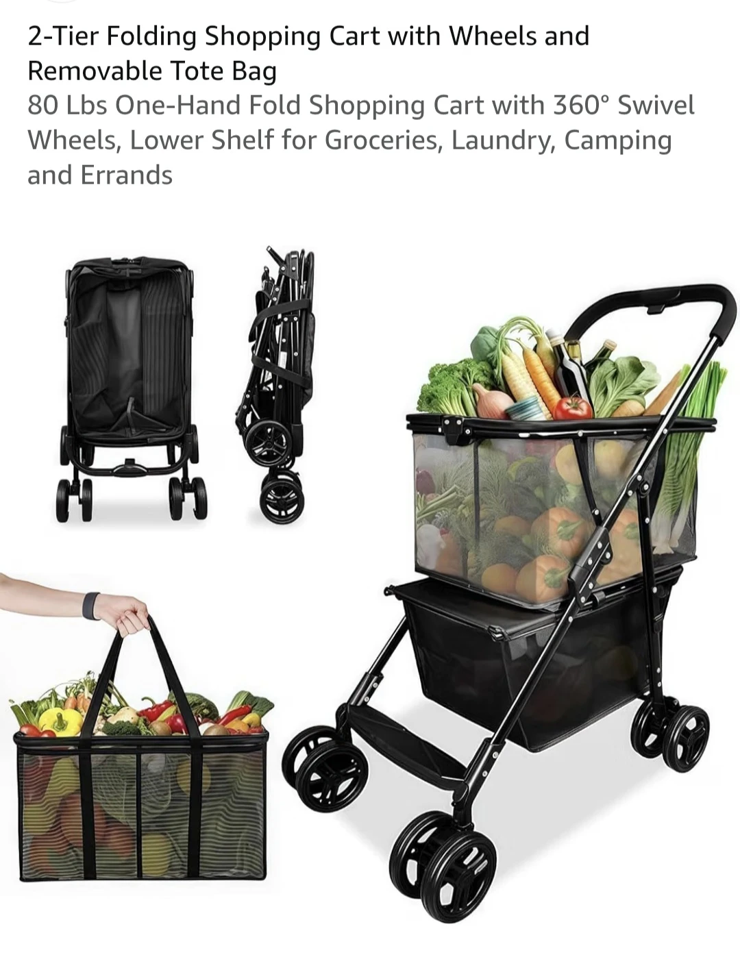 2-Tier Folding Shopping Cart - photo 2