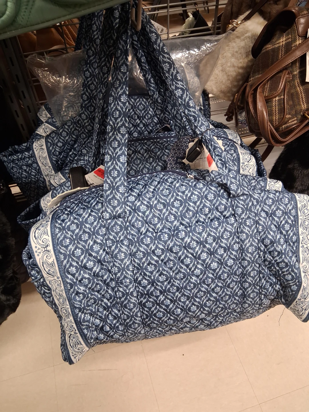 Vera Bradley Quilted Travel Duffel Bag Blue