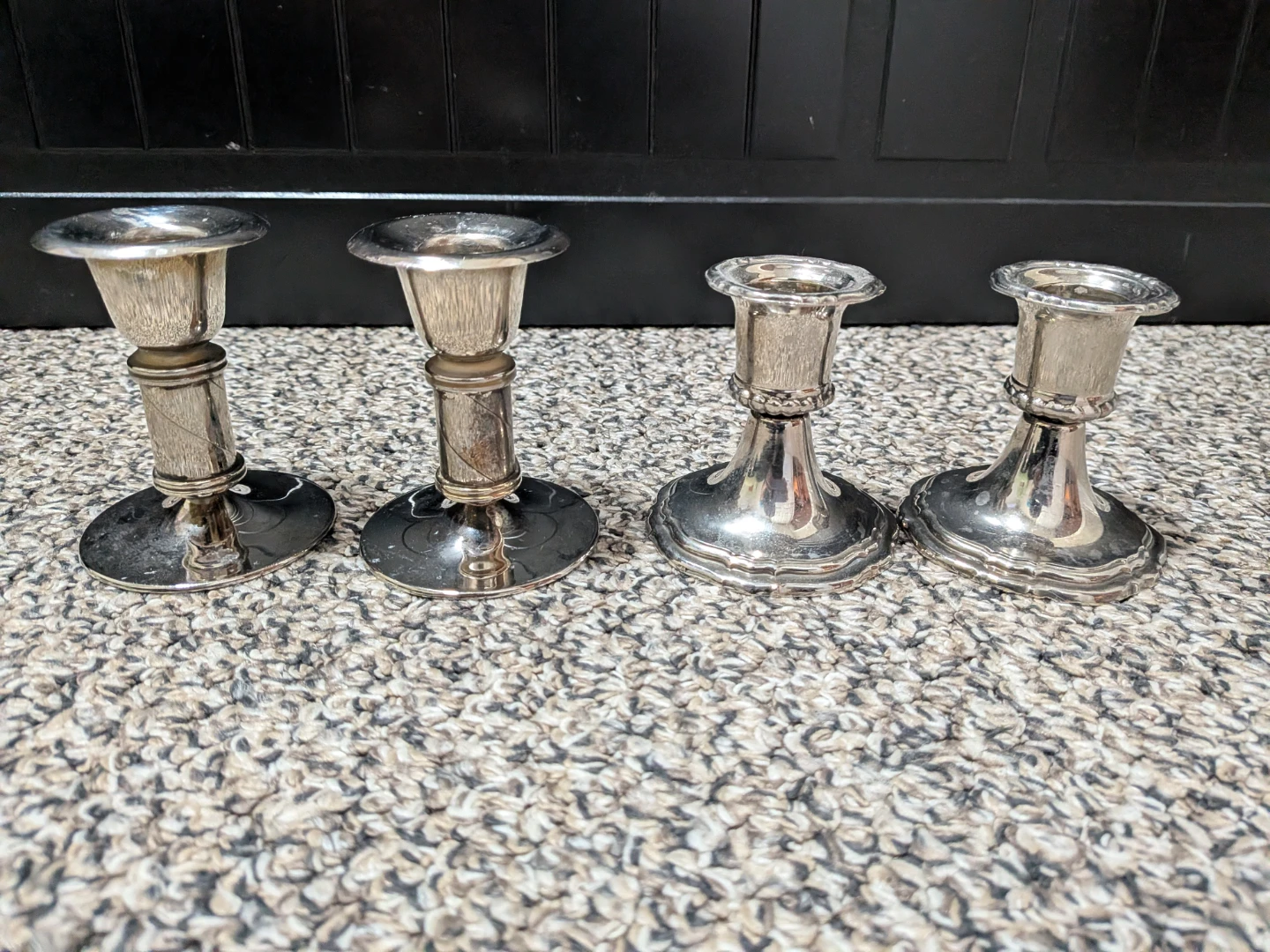 Vintage Silver plated candle holders, set of 4