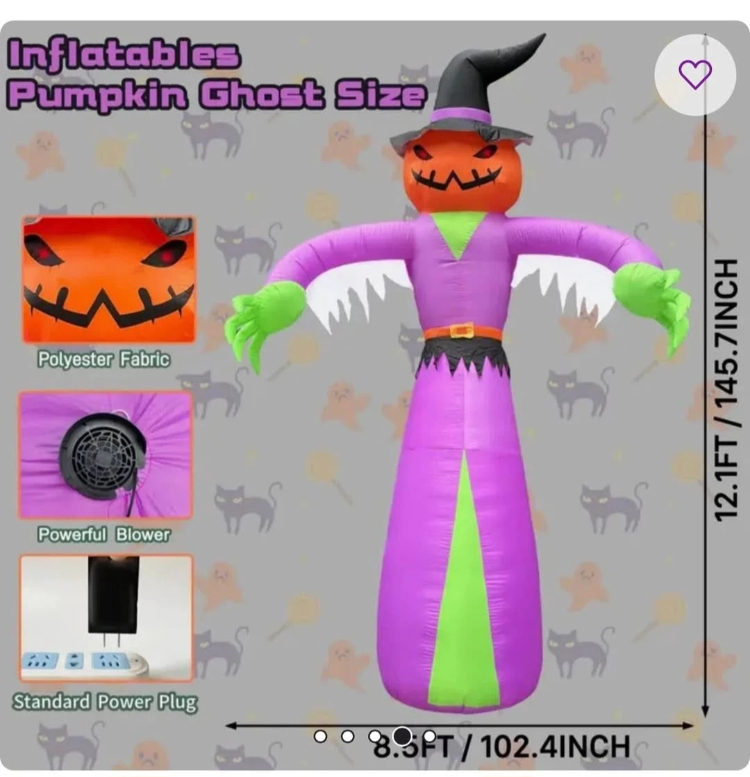 12ft LED Halloween Inflatable Pumpkin Ghost - photo 2