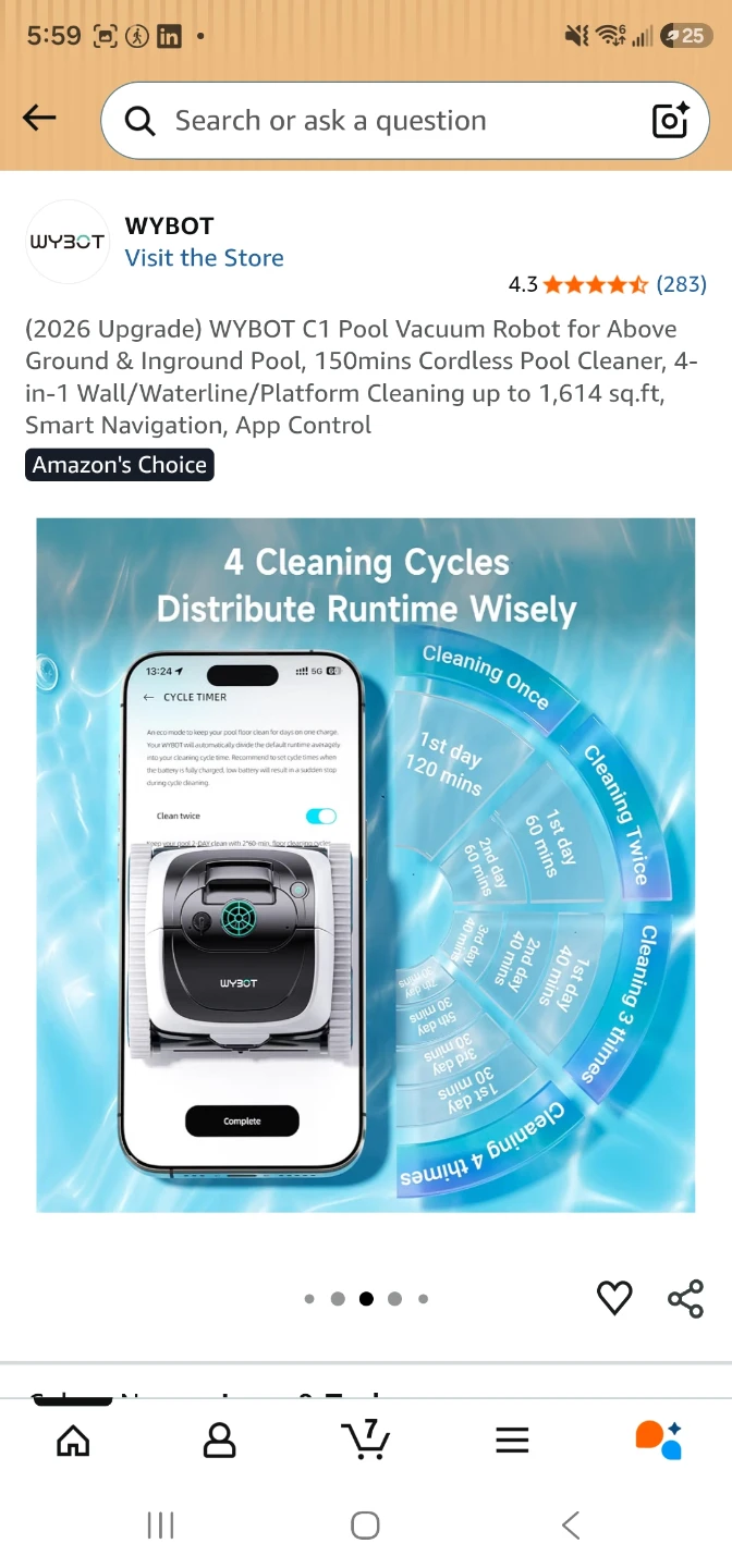WYBOT C1 Cordless Robotic Pool Cleaner - photo 3