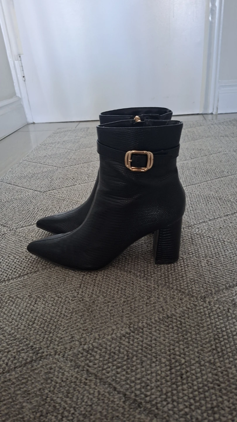 Black Heeled Ankle Boots with Buckle - photo 4