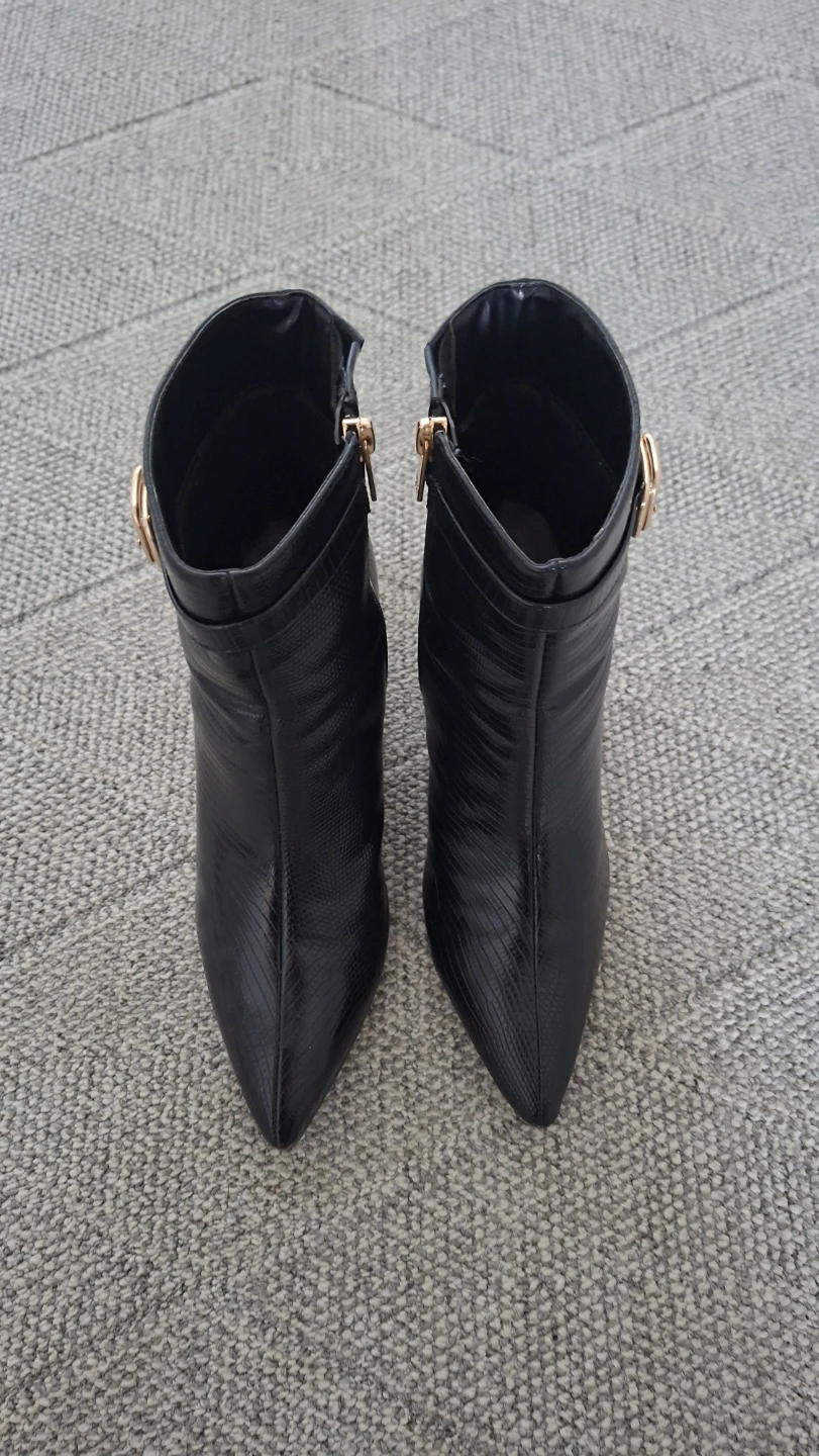 Black Heeled Ankle Boots with Buckle - photo 2