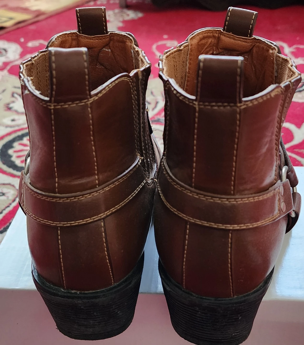 Men's Brown Leather Ankle Harness Cowboy / Western Boots Size 41