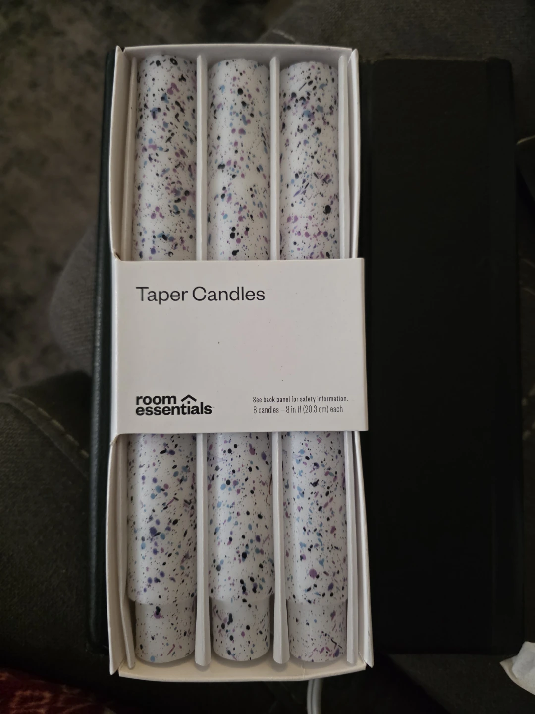 Blue Speckled Taper Candles - 6 Pack
