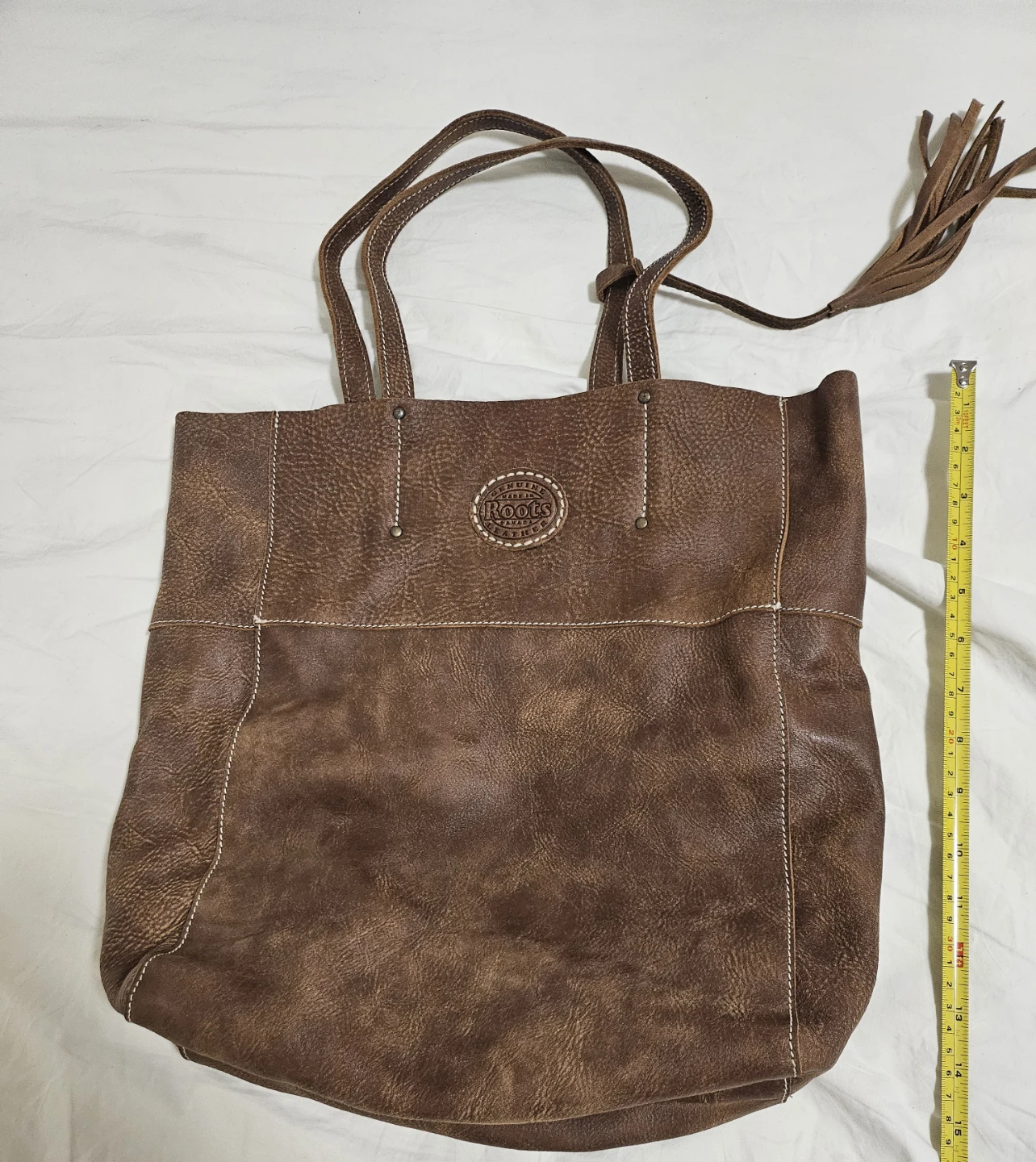 genuine leather roots tote bag - photo 2